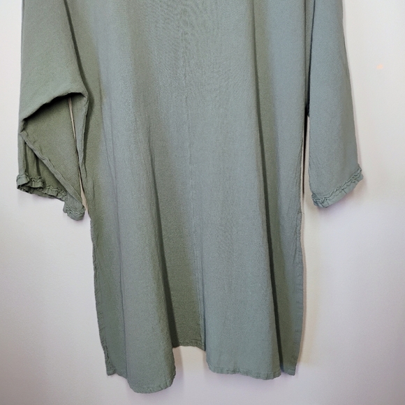 Oh My Gauze Cotton Top Womens Size 2 Large Sage Green Lagenlook Relaxed Casual - Picture 5 of 12